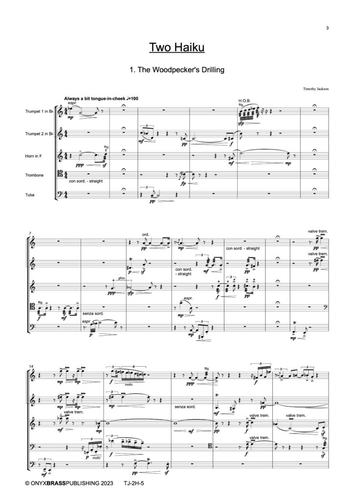 Two Haiku DOWNLOAD ONYX BRASS PUBLISHING